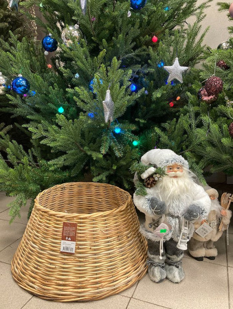 Плетёная корзина под ёлку, бежевая 57см [685194]