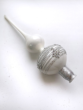 Верхушка стеклянная на елку, декорированная