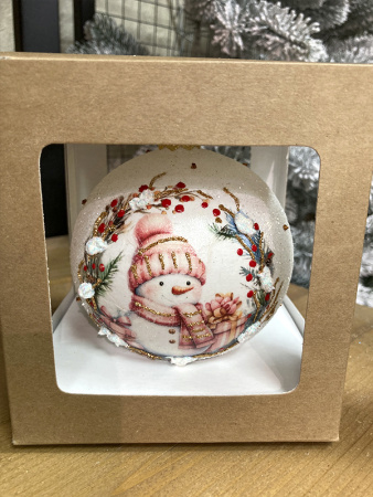 Шар елочный стекл. декупаж 10 см, [DQ3]