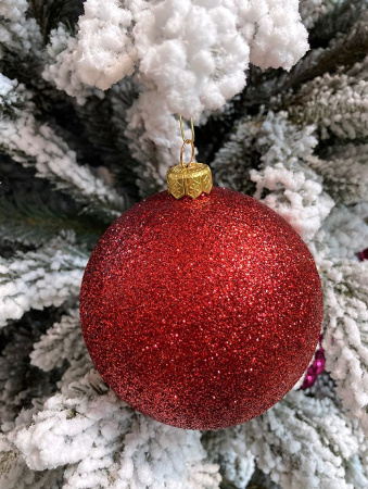 Шары пластиковые, парча красный