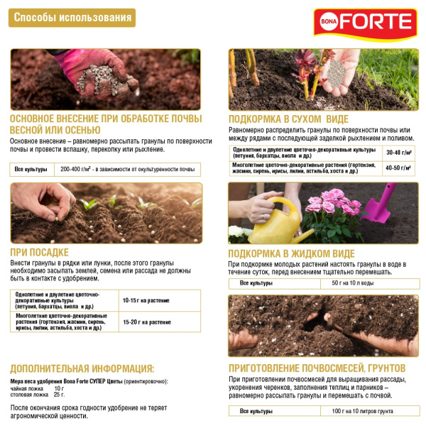 Удобрение органическое Bona Forte "СУПЕР ЦВЕТЫ", обогащенное цеолитом и аминокислотами, 2кг