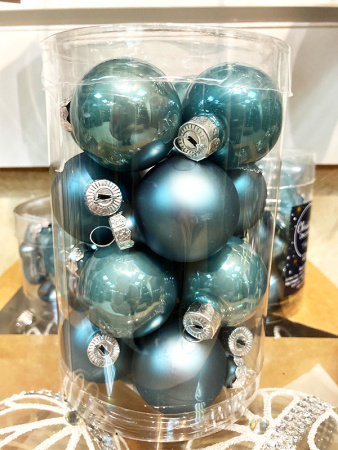 Набор стекл. шаров 3.5 см голубой туман mix, 16 шт [9010297]