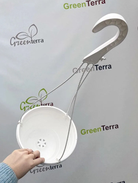 Кашпо подвесное, белое, ø 23см, высота 14см, объём 3.7л.