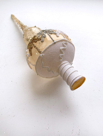 Верхушка стеклянная на елку, декорированная