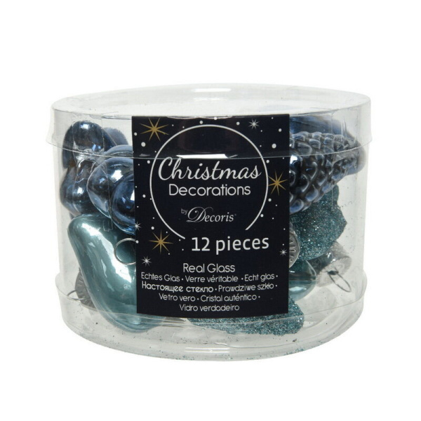 Набор стекл. елочных игрушек "Blue Lagoon" 4-5 см, 12 шт