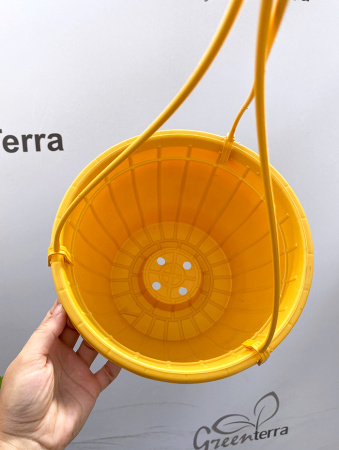 Кашпо подвесное, жёлтое, ø 23см, высота 14см, объём 3.7л