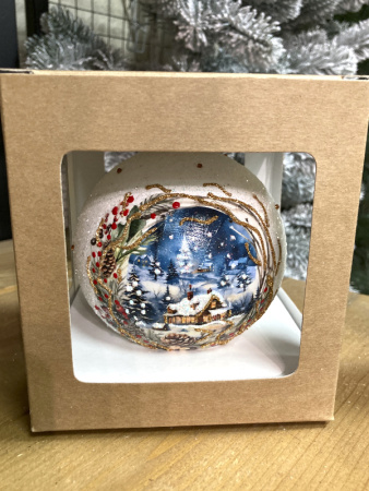 Шар елочный стекл. декупаж 10 см, [DQ6]