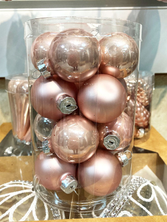 Набор стекл. шаров 3.5 см розовый бутон mix, 16 шт [010341]