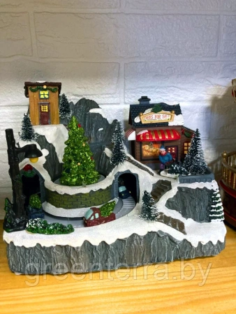 Рождественская деревня с LED "Магазинчик с ёлками" [481318-3]