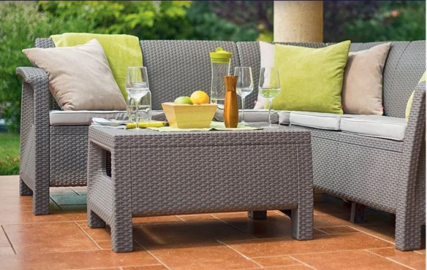 Журнальный столик из искусственного ротанга CORFU TABLE, капучино [241722]