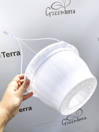 Кашпо подвесное, белое, ø 23см, высота 14см, объём 3.7л.