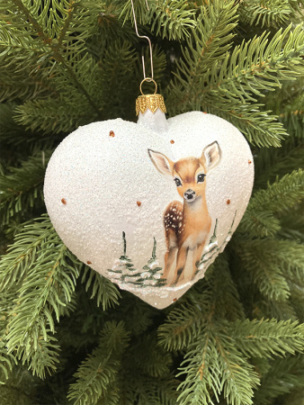 Игрушка елочная стекл. "Сердце" декупаж 12см [DQ7]