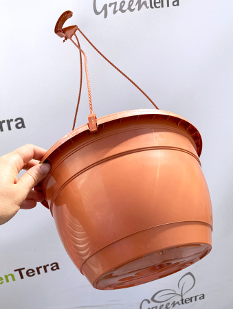 Кашпо подвесное, терракотовое, ø 25см, высота 15см, объём 5л.