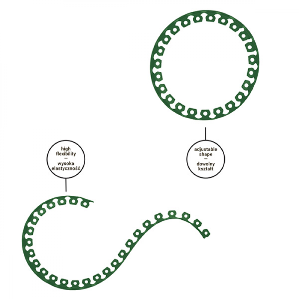 Комплект (бордюр 10м + 20 анкеров) для окантовки газона EASY BORDER, зелёный