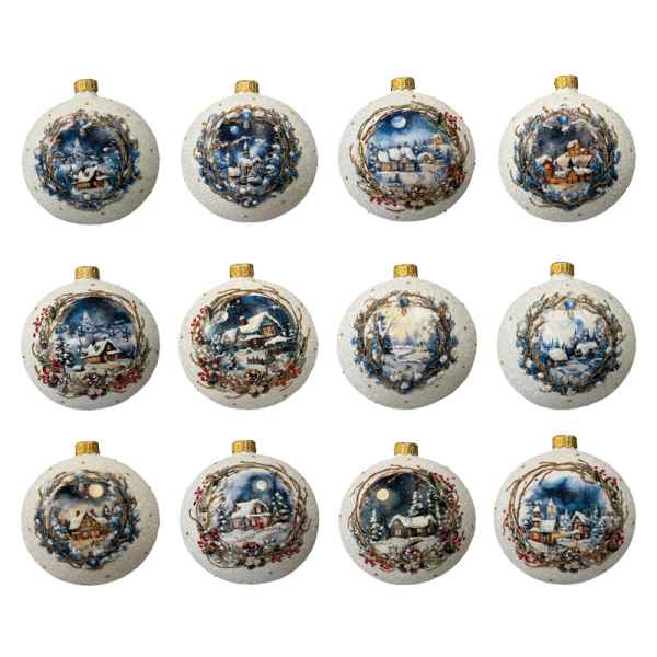 Шар елочный стекл. декупаж 10 см, [DQ6]