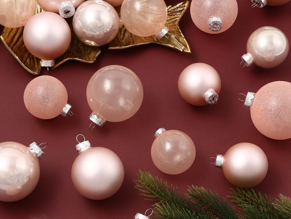 Набор шаров елочных стекл. Color Symphony: Розовый бутон,  5-7см, 42шт [9149255]