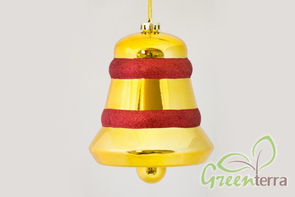 Украшение для больших ёлок "Объёмный колокольчик глянцевый" 25см, разные цвета