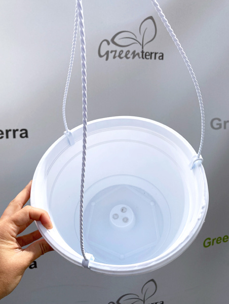 Кашпо подвесное, белое, ø 25см, высота 15см, объём 5л.