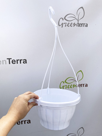 Кашпо подвесное, белое, ø 21см, высота 13см, объём 2.5л.