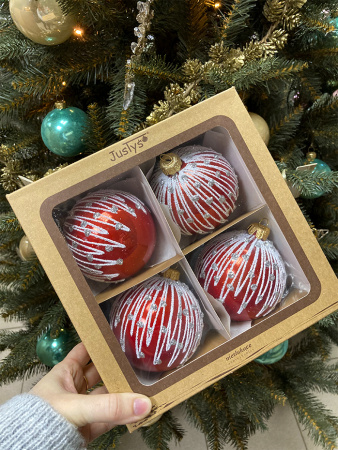 Набор шаров пластик. декор №13 разные цвета, 6см / 8см / 10см Шар пластиковый декорированный