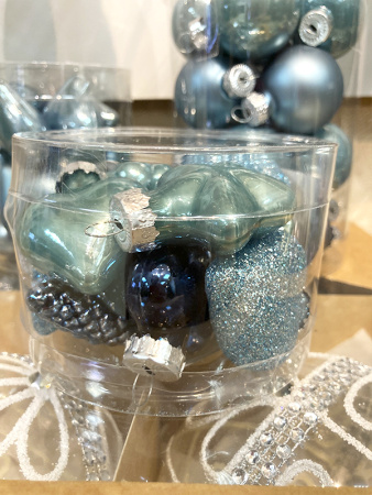 Набор стекл. елочных игрушек "Blue Lagoon" 4-5 см, 12 шт