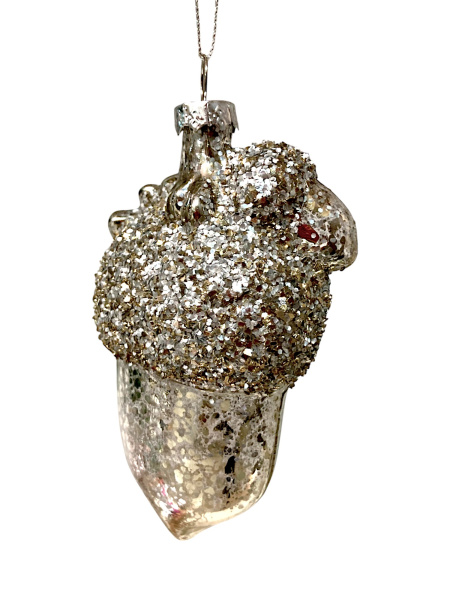 Игрушка елочная стекл. Желудь 11см [65698]