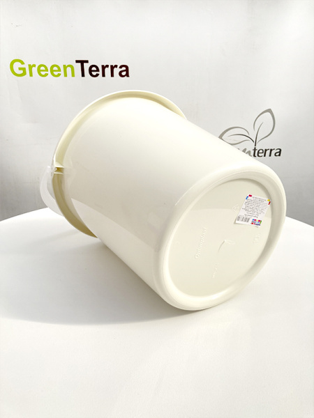 Ведро пластиковое с ручкой 10л, слоновая кость