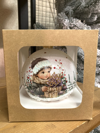 Шар елочный стекл. декупаж 12 см, [DQ2]