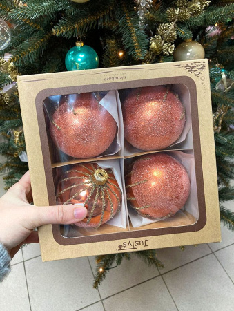 Набор шаров пластик. декор №10 разные цвета, 6см / 8см / 10см Шар пластиковый декорированный