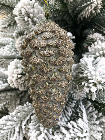 Игрушка елочная стекл. Шишка 14см [66143]