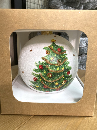 Шар елочный стекл. декупаж 12 см, [DQ1]