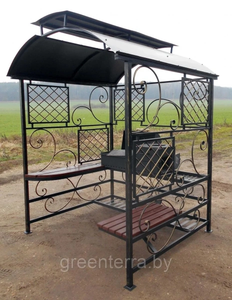 Кованый мангал-беседка с крышей "Верона" + гриль