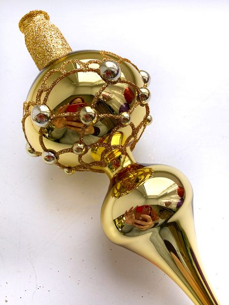 Стеклянная верхушка "Золотые блики" Верхушка стеклянная на елку, декорированная "Золотые блики"