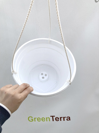 Кашпо подвесное, белое, ø 25см, высота 16см, объём 5л.