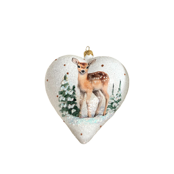 Игрушка елочная стекл. "Сердце" декупаж 12см [DQ7]