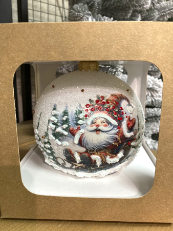 Шар елочный стекл. декупаж 12 см, [DQ5]