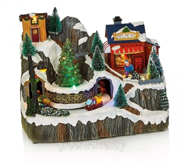 Рождественская деревня с LED "Магазинчик с ёлками" [481318-3]
