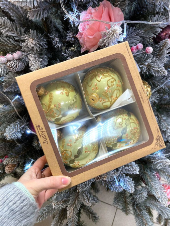 Набор шаров пластик. декор №4 разные цвета, 6см / 8см / 10см Шар пластиковый декорированный