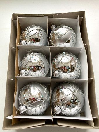 Набор шаров пластик. декор №6 разные цвета, 6см / 8см / 10см Шар пластиковый декорированный