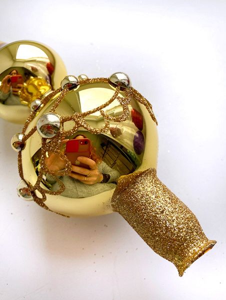 Стеклянная верхушка "Золотые блики" Верхушка стеклянная на елку, декорированная "Золотые блики"