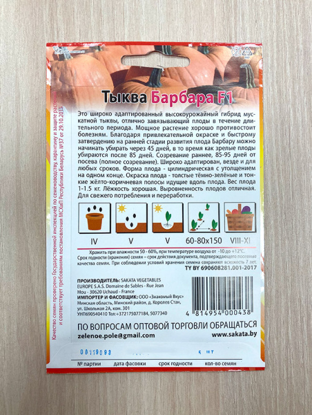тыква Барбара F1 (5шт) Sakata