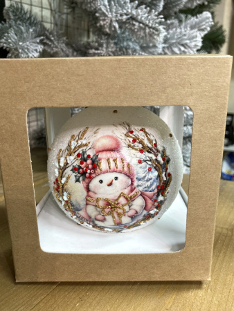 Шар елочный стекл. декупаж 10 см, [DQ3]