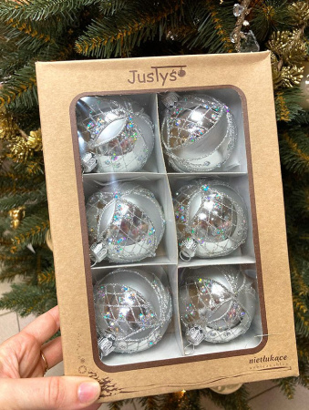 Набор шаров пластик. декор №6 разные цвета, 6см / 8см / 10см Шар пластиковый декорированный