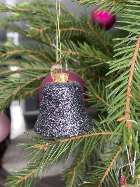 Колокольчики парча серая, 4 см (уп. 12шт)